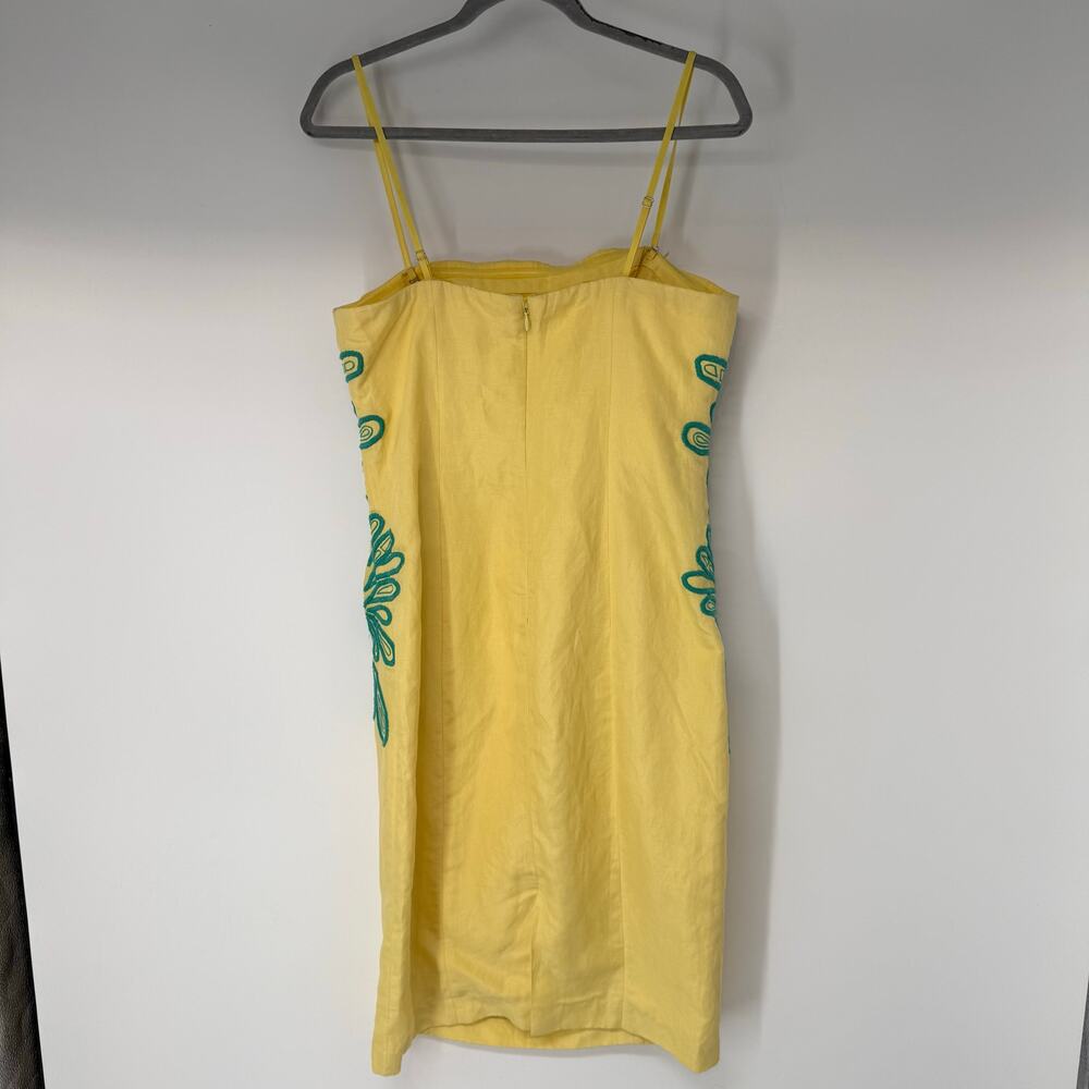 Tracy Reese Yellow Mini Dress with Green Embroidery - Picture 3 of 8